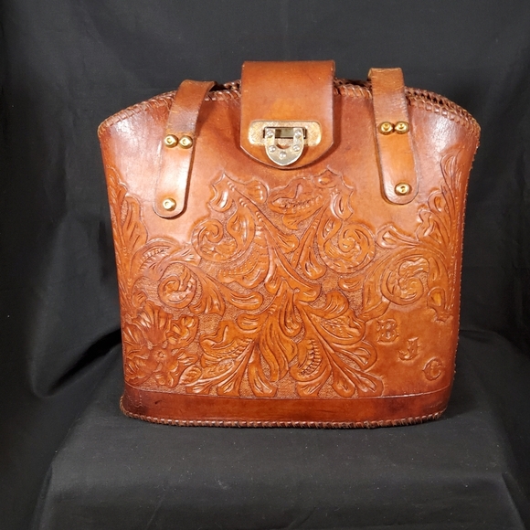 Hand Tooled Bucket Purse - Picture 1 of 13
